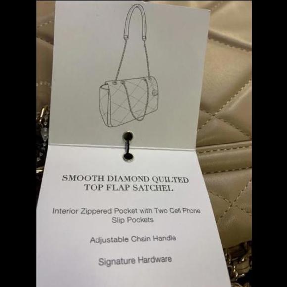 Ellen Tracy Smooth Diamond Quilted Top Flap Satchel Hand Bag - Picture 2 of 11